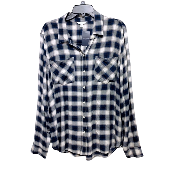 Lucky Brand Tops - Lucky Brand Blue Plaid 2 Pocket Button Down Shirt Women's Size XL NWT $79